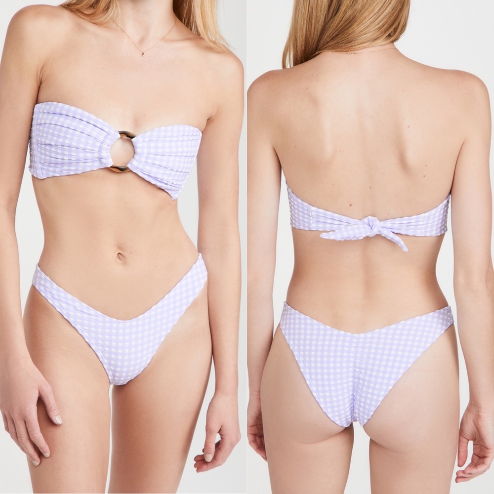 Montce Swimwear Purple Gingham LULU Bikini Bottom - Picture 5 of 16